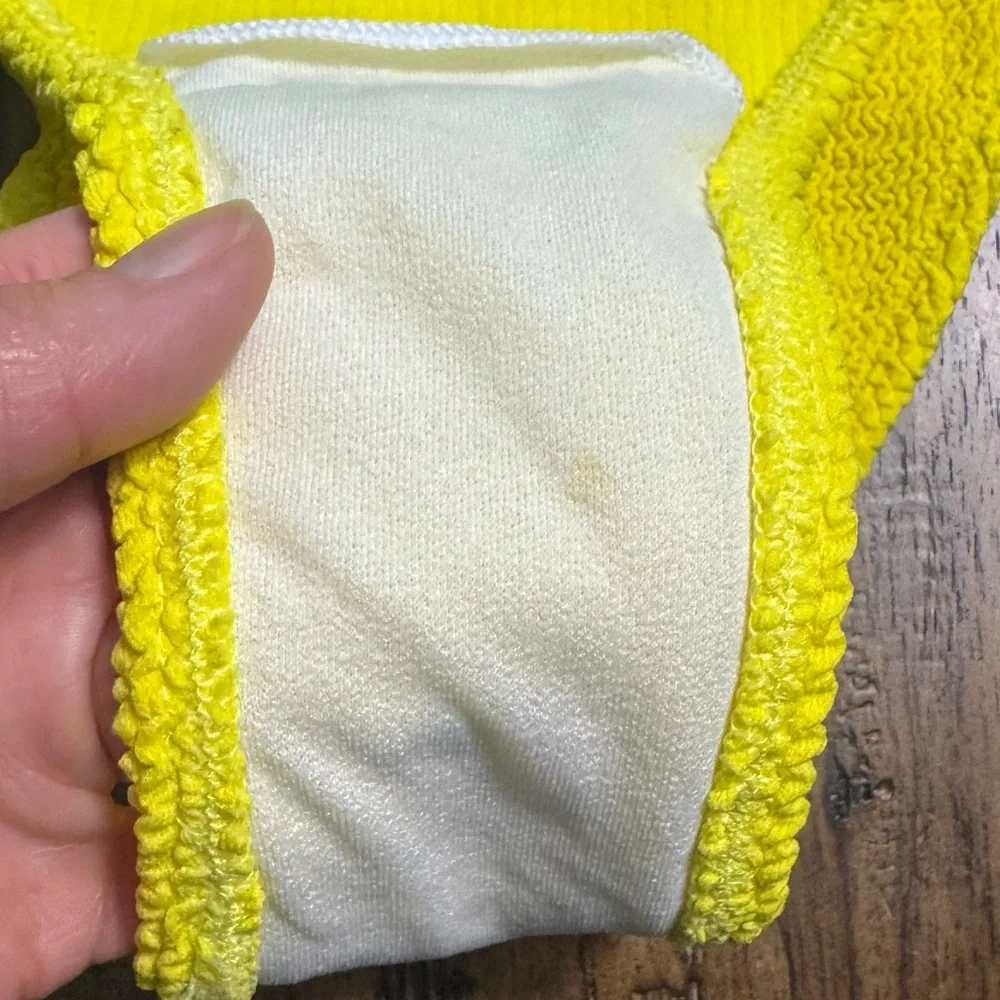 Clockhouse Yellow Cheeky‎ One Piece Swimsuit Stretchy Cutout Style ~ Approx M